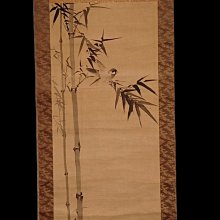 嚴選清朝老茶掛《竹雀圖》立軸，年代久遠古風雅致，品相上乘竹雀茶掛
