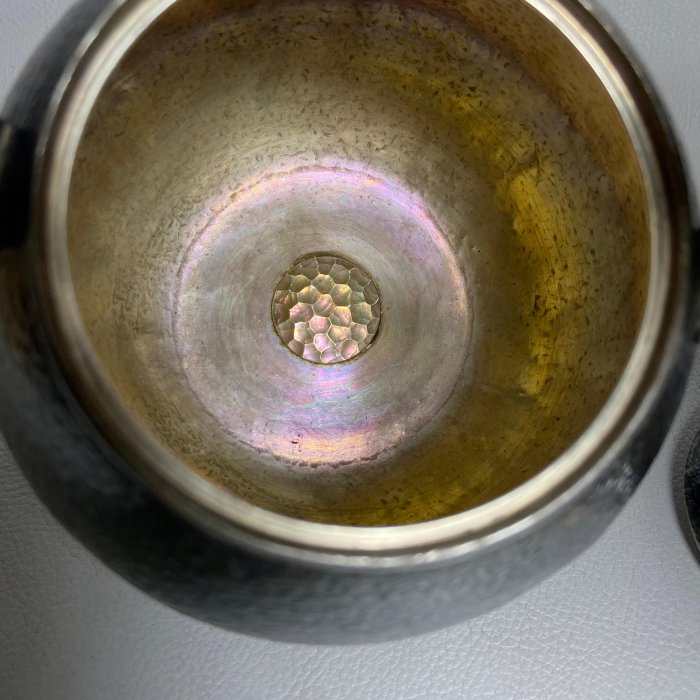 古玩輕鬆拍】古日本時代頂級煎茶道具☆一東齋造落款純銀七寶珠摘槌目梨