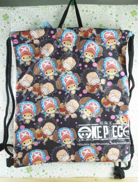 【震撼精品百貨】One Piece 海賊王~束口後揹包-喬巴&魯夫(黑)