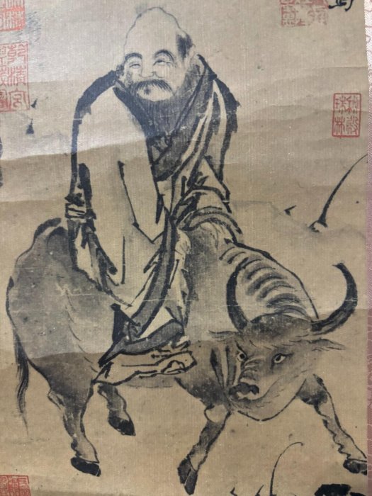 嚴選復制《宋晁無咎老子騎牛圖》，公分畫心