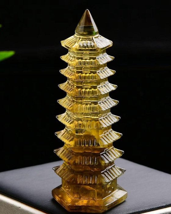 美貨620尺寸111.42.42】純天然黃水晶文昌塔，黃水晶能量塔擺件，顏色