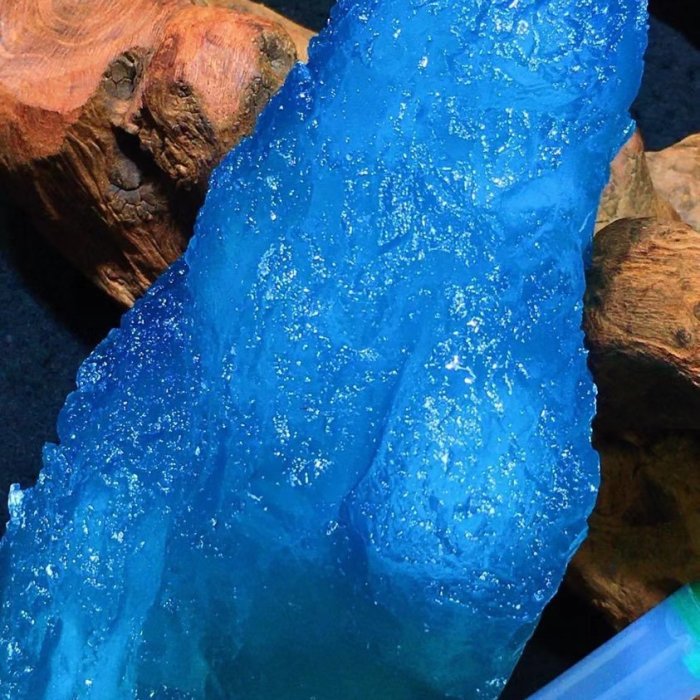 ☆超綺麗K9藍水晶☆六角柱超巨大2.4kg高310mm台座