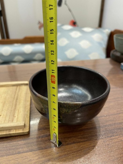 日本回流名家桂山作瀨戶柚子黑抹茶碗底部帶款作者：桂山尺寸：12×7