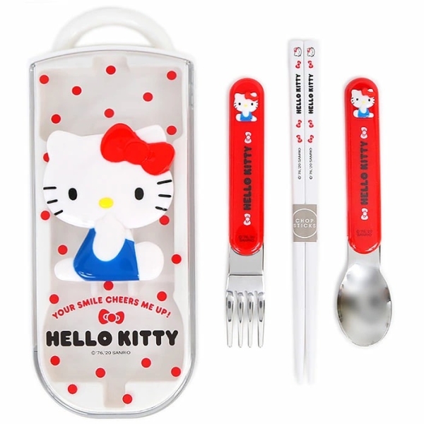 【震撼精品百貨】凱蒂貓 Hello Kitty~日本SANRIO三麗鷗KITTY三合一餐具組-立體*93035