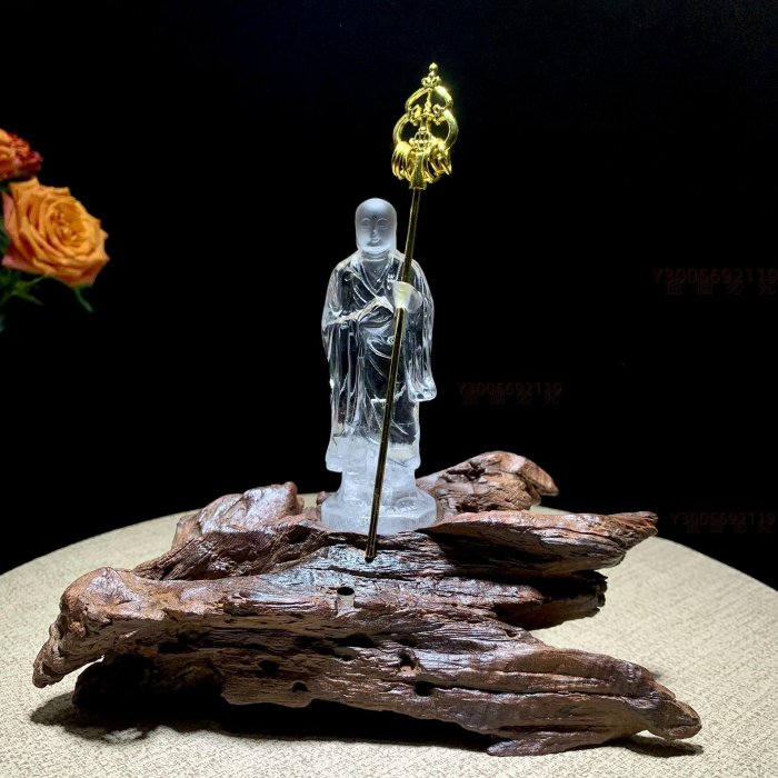 白水晶地藏王菩薩擺件地藏王立體水晶雕像居家供奉水晶菩薩天然【二手