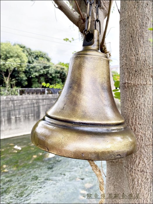 古銅製　大鈴 台灣製招財金色仿古純銅大門鈴(大) 金屬鈴噹敲鐘搖鈴銅鈴招財鈴噹居家
