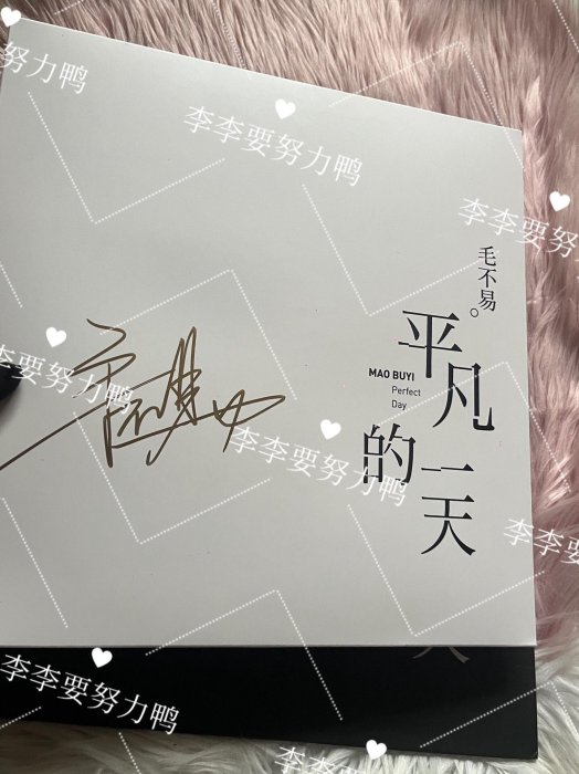 毛不易親筆簽名黑膠《平凡的一天》黑白雙面雙lp 12寸毛不易首張黑膠雙