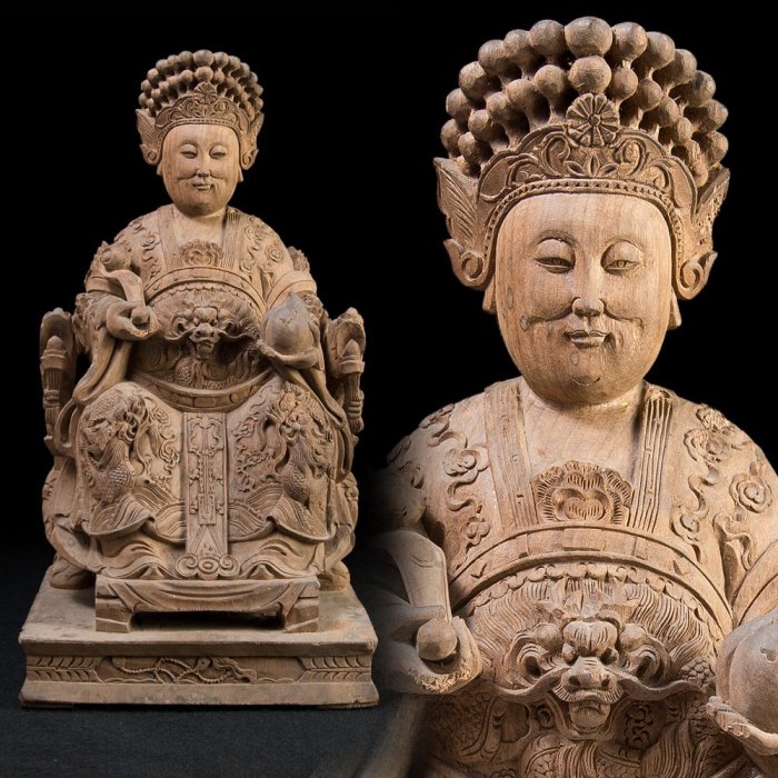 YUCD精工大木雕-王母娘娘-厚重大神像/佛像(西王母-慈惠堂-樹頭