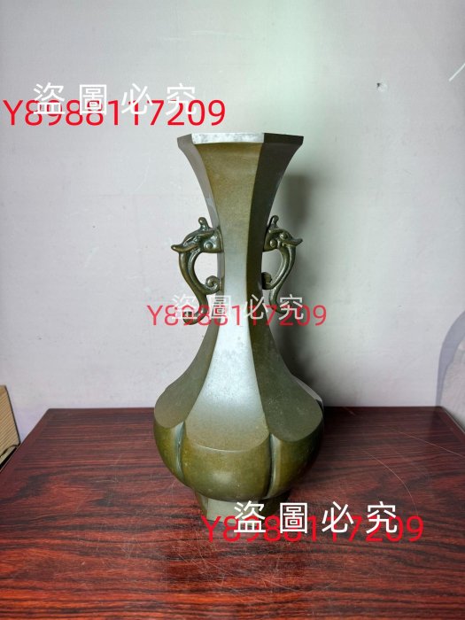 日本銅器六菱花瓶重2240克攝手古董古玩老物件【二手】 【盛世缘】-2304