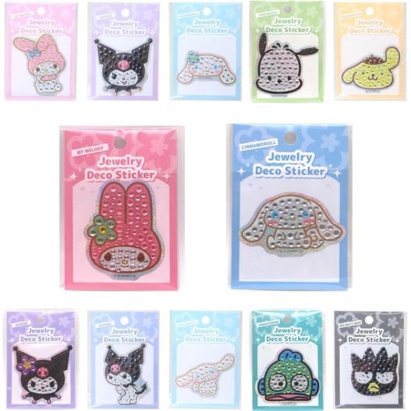 小禮堂 Sanrio 三麗鷗 造型PVC貼紙 (水鑽款) 美樂蒂 酷洛米 大耳狗 布丁狗 帕恰狗