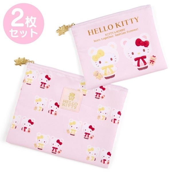 【震撼精品百貨】凱蒂貓 Hello Kitty~日本SANRIO三麗鷗 KITTY扁平收納包組(48週年生日系列)*63902