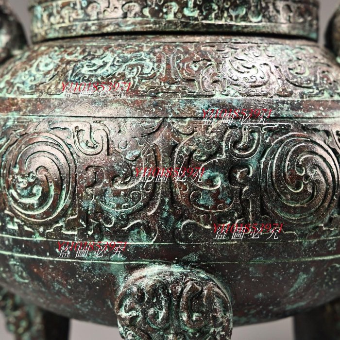 珍品舊藏收青銅器獸面紋吊熏香爐圓鼎工藝精湛器型款式重2700克高20厘米