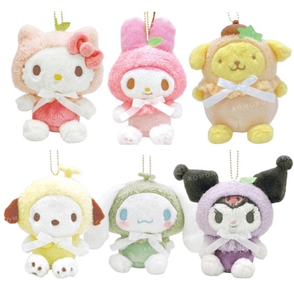 小禮堂 Sanrio 三麗鷗 絨毛玩偶吊飾 (水果頭套) Kitty 美樂蒂 大耳狗 布丁狗