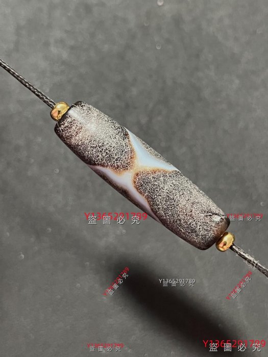 老皮紋瑪瑙天珠一眼天珠纏絲瑪瑙龍紋珠45*12.8mm 舊藏古董古玩二手【愛