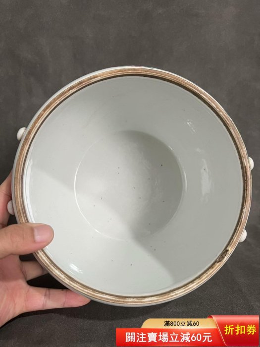 民國粉彩花鳥粥罐（包老到代） 尺寸高25cm，口徑18.9cm，底徑14.5 品相