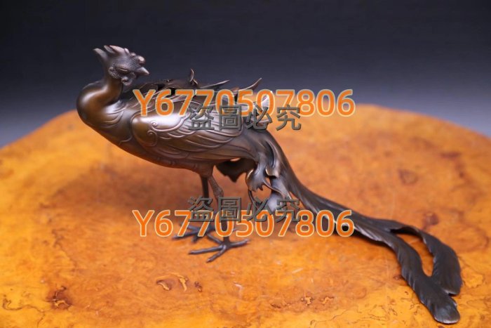 明治時代金工師加納晴雲作《蠟型鑄銅制鳳凰香爐》 日本古美術