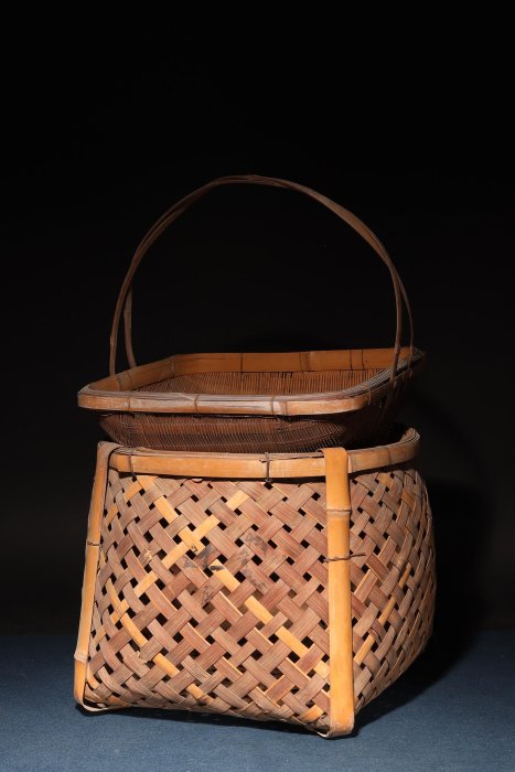 12/29結標竹編提籃採籃BDL0145 -茶道具侘寂日本茶道品茶煎茶器茶器茶盤