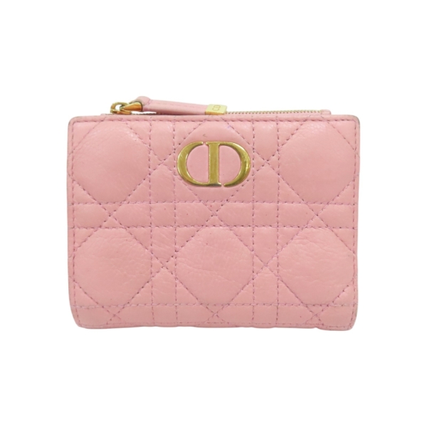 Dior 迪奧 粉色 牛皮 Caro Dahlia 二折短夾 【二手名牌BRAND OFF】