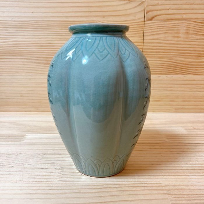 杉慶煥作　花瓶　深源陶窯　高麗青磁　青磁器　新品未使用 杉慶煥作花瓶深源陶窯高麗青磁青磁器新品未使用