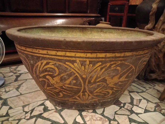 beauty //古董//家具//文物】§清代特大水缸(大澡盆)大荷花缸(完好品相