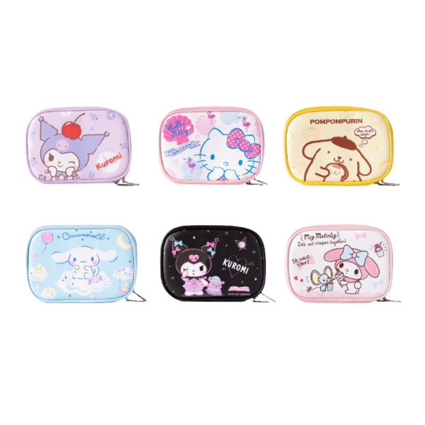*三麗鷗Sanrio 收納化妝包-紫酷洛米/黑酷洛米/凱蒂貓/大耳狗/布丁狗/美樂蒂