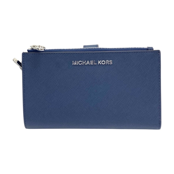 MICHAEL KORS 麥可寇斯 藍色 牛皮 拉鍊長夾 【二手名牌BRAND OFF】