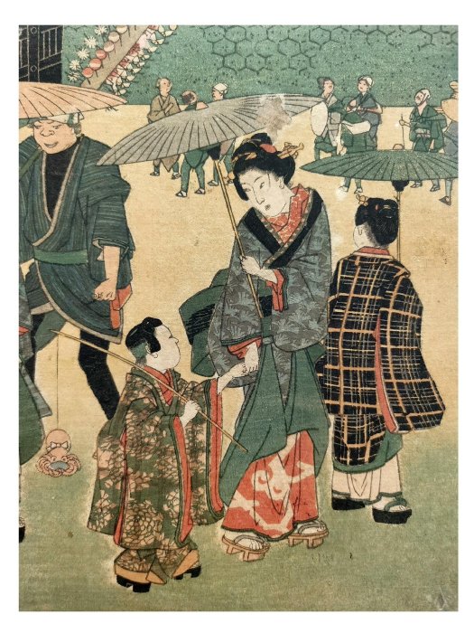 日本木版畫。歌川廣重作品。雕刻師佐野喜，拓印師。尺古董老物件