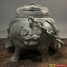 可議價商周青銅器獸頭提梁卣純銅材質份量很足器型獨特紋飾精美包漿自然