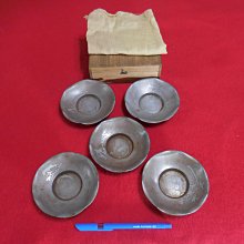 古錫 大型茶托 龍閣陳永高老店 唐物 梅型 ５客 古美術 唐物 古錫 茶托 5客 【朱石梅制】 錫製 煎茶道具 中国古玩