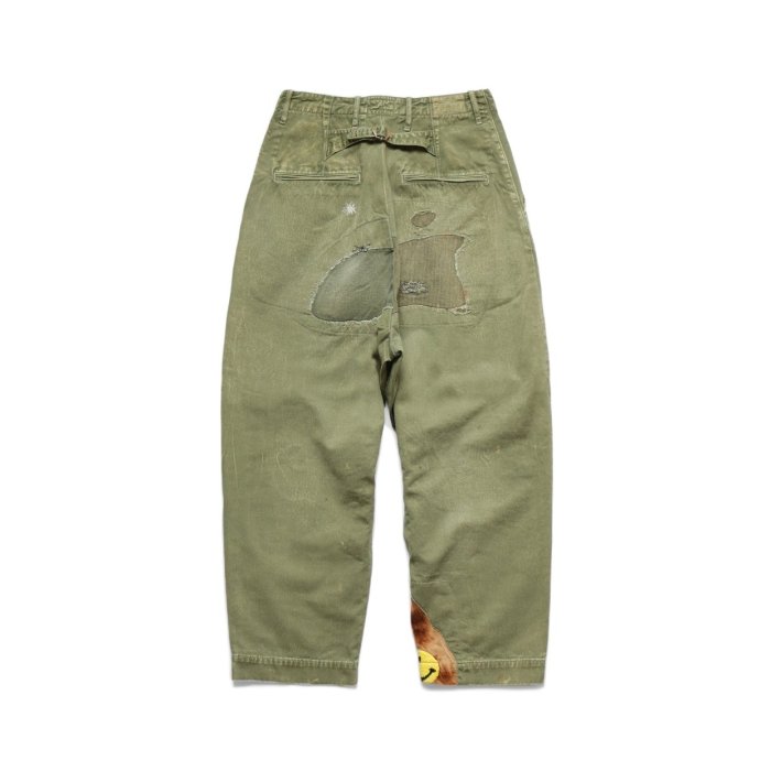 日本制KAPITAL潮牌平田和宏High waist pants 笑哈哈圖案破爛補丁做舊
