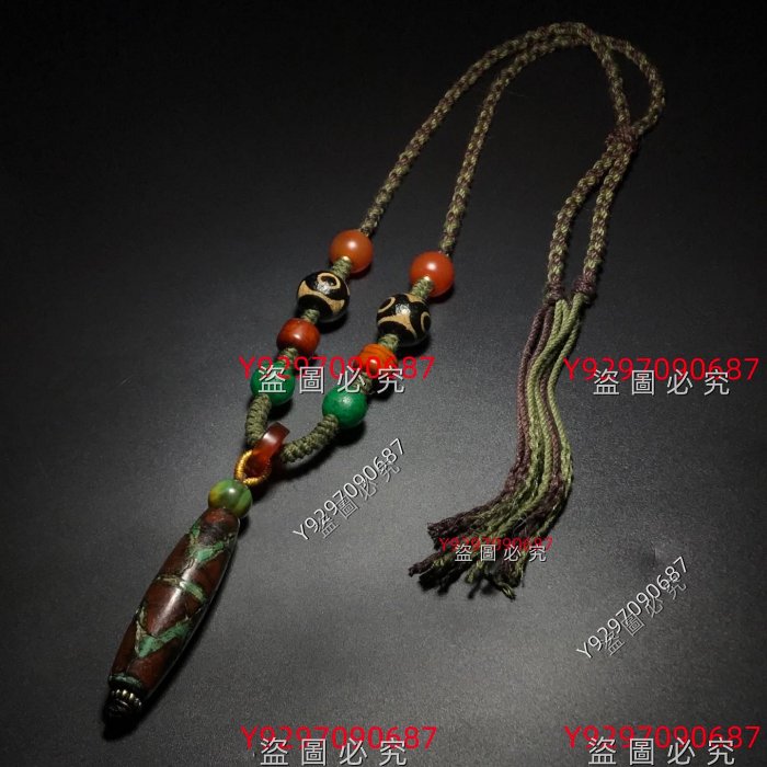 美術品 【蔵友館蔵品・瑪瑙製・双虎牙達洛老天珠腕輪・根付・裝身具