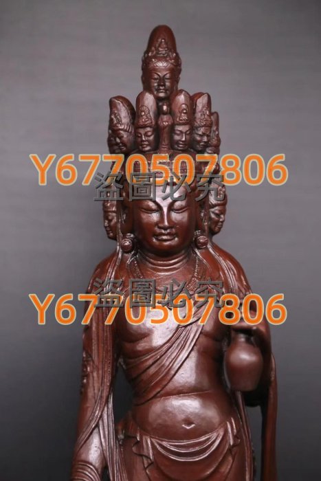 日本昭和時代特大尊青銅佛像《蠟型鑄銅制十一面觀世音菩薩立像》 日本
