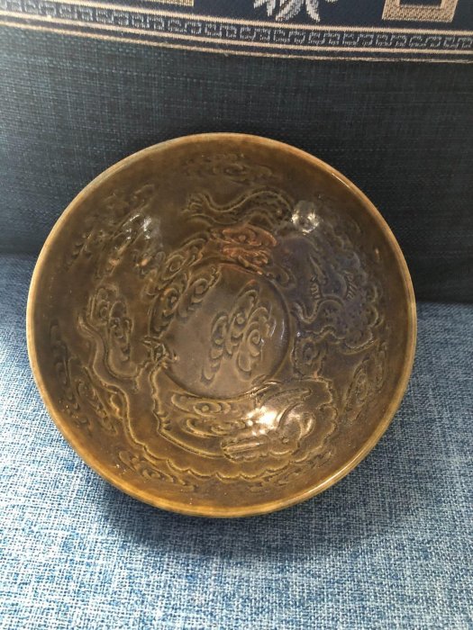茶碗、中国宋代吉州窯 宋 吉州窯 刻花 茶碗 黄釉 花紋 中国 古玩 碗 宋代