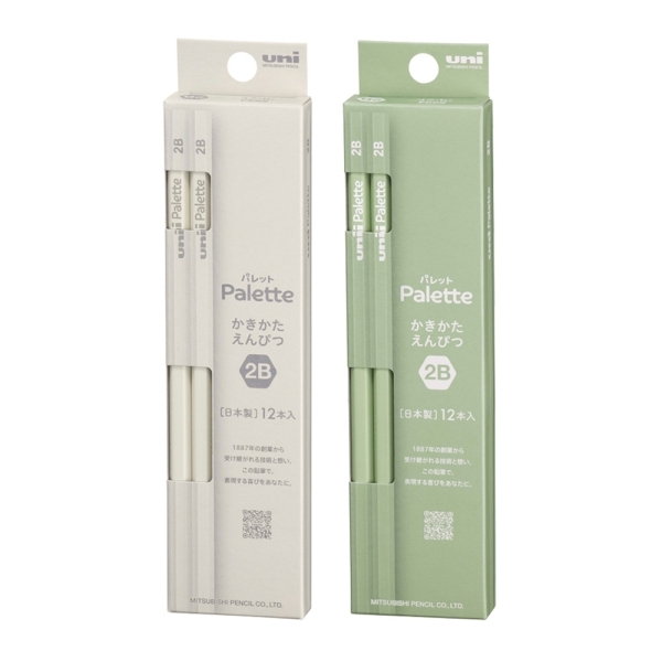 三菱UNI Palette 六角原木 2B抗汙鉛筆-象牙白/開心果綠