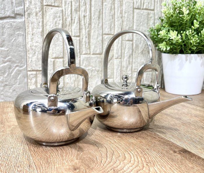 JP.com】日本帶回錫製乾茂號造酒注銚子(酒壺)一對含木盒清酒壺酒器錫器