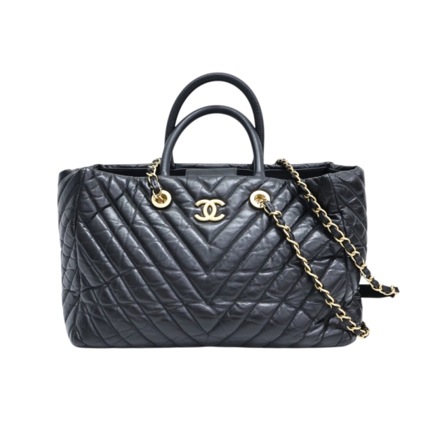 CHANEL 香奈兒Coco Handle 兩用包 黑色 山型紋 羊皮 金扣 A57974 【二手名牌BRAND OFF】