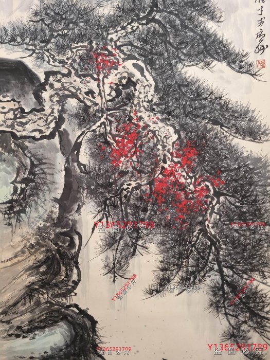 A 黎雄才紙本山水立軸畫心尺寸67.5x137.5厘米舊藏字畫收藏【愛藏