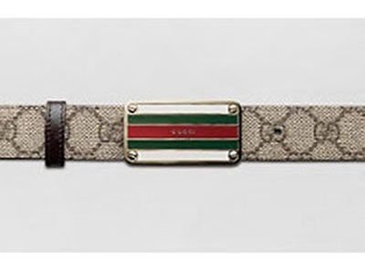 正品 GUCCI 品牌經典紅綠白配色皮帶
