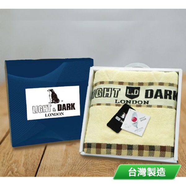 LIGHT&DARK 經典格紋緹花浴巾禮盒(顏色隨機) LD01-1 台灣製