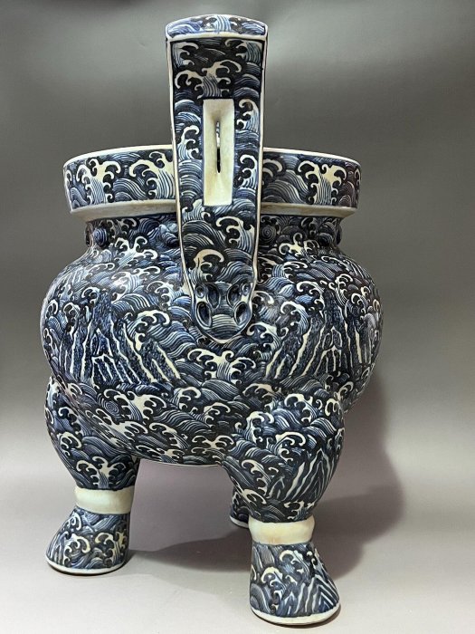 永樂款青花福海壽山大香爐| Yahoo拍賣