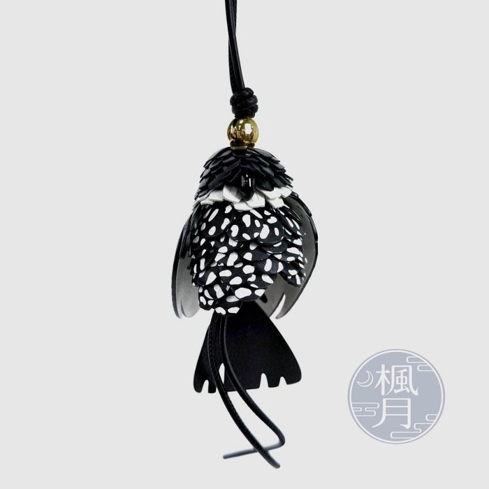 【一元起標 8/25】LOEWE 黑皮革小鳥吊飾