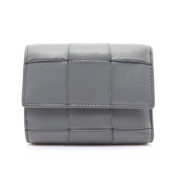 BOTTEGA VENETA BV 寶緹嘉 三折短夾 灰色 編織羊皮 651372 【二手名牌BRAND OFF】