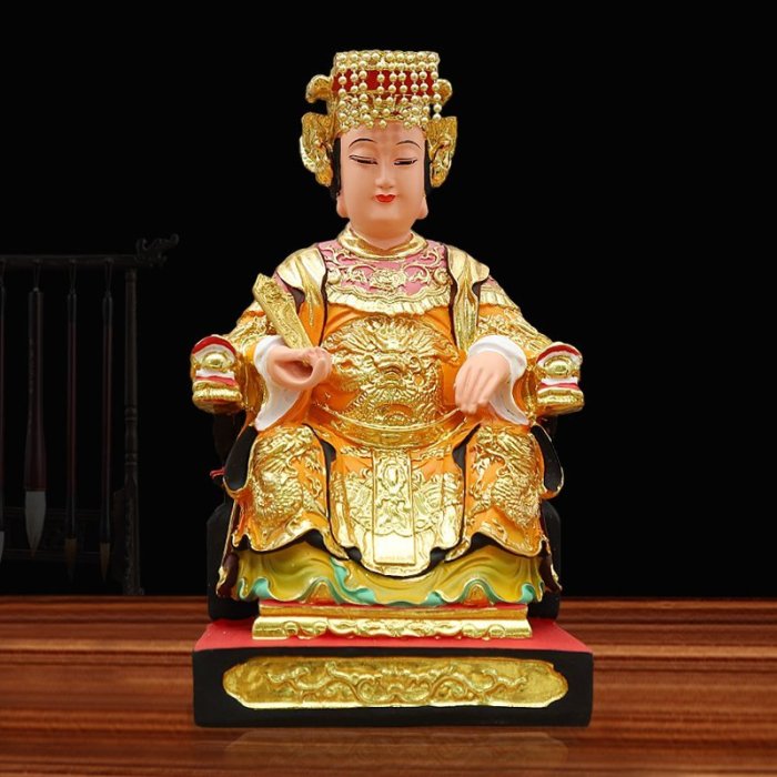 現貨熱銷-媽祖娘娘神像家用供奉天上圣母樹脂擺件16寸天后天妃海神媽祖