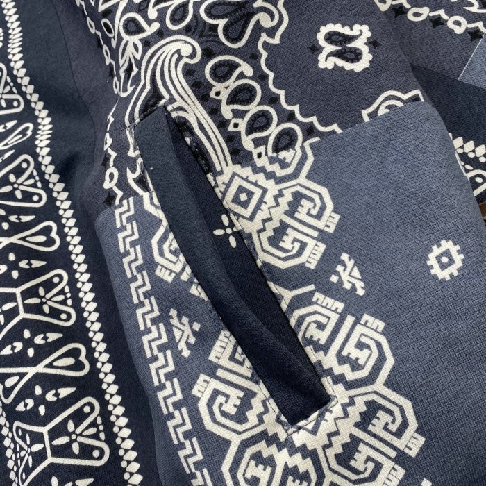日本制KAPITAL BANDANA HOODIE 平田和宏拼接腰果印花連帽外套衛衣帽衫