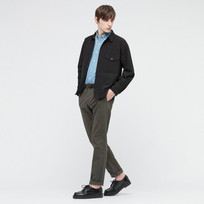 日本 UNIQLO 男裝 厚磅 寬版 襯衫 外套 黑色 現貨 SIZE:S號