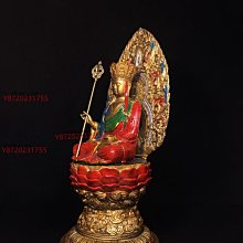 大明宣德年制，精工純銅彩繪地藏王菩薩佛像，做工精美，漿厚重，寬16cm