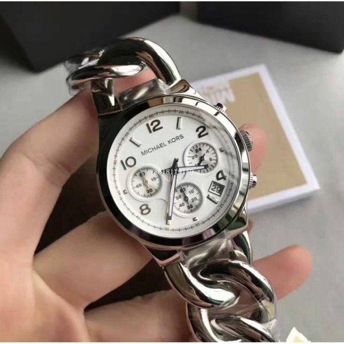 Michael Kors MK3149 極簡時尚銀色女錶三眼計時手鍊式手錶腕錶/正品