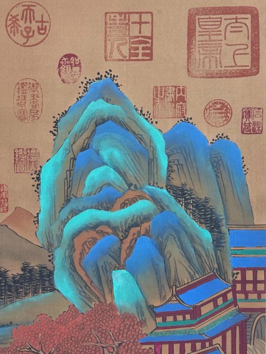 老字畫《趙孟頫山水》絹布手繪材質絹布裝裱尺寸187cm*60cm左右畫心尺寸