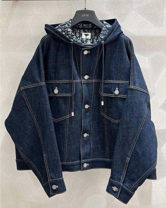 【限量特價】Dior 丹寧牛仔寬版連帽外套 內側 Dior Oblique 圖案 尺碼38/40