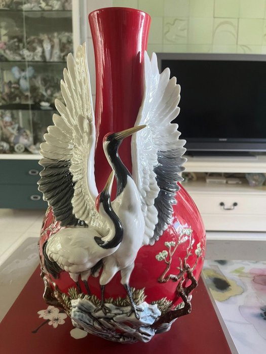 Franz法藍瓷故宮授權作品“海鶴來朝”大花瓶（高：46cm-【聚寶閣】26